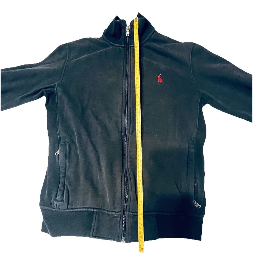 Polo Ralph Lauren Track Jacket‎ Mens Small Black Full Zip Red Pony Logo Cotton